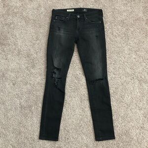 AG Adriano Goldschmied The Legging Ankle Black Jeans Size 25R